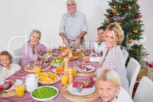 Happy family at christmas dinner
