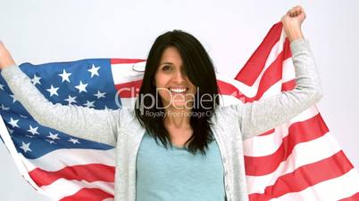 Frau mit amerikanischer Flagge