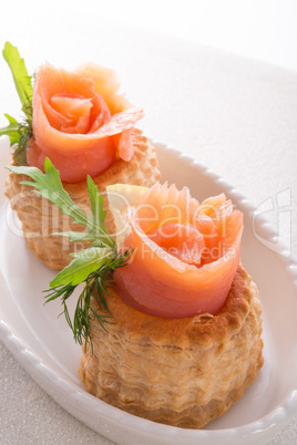 Vol-au-vent with salmon