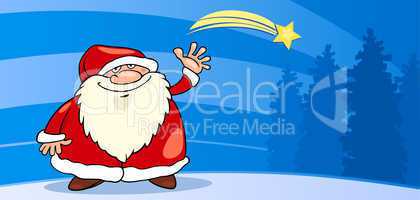 Santa Claus with star cartoon card