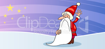 Santa Claus with star cartoon card