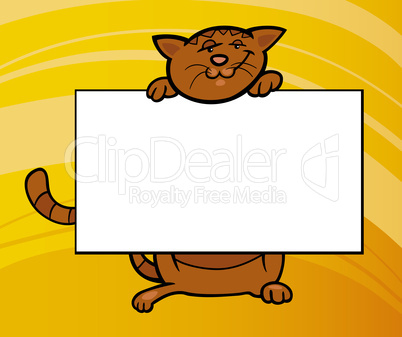 cartoon cat with board or card