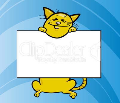 cartoon cat with board or card