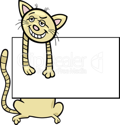 cartoon cat with board or card