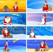 Cartoon Greeting Cards with Santa Claus