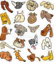 Cartoon funny dogs heads big set