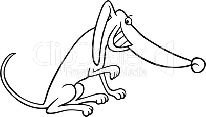 cartoon dog illustration for coloring book