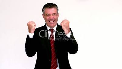 Businessman looking exited