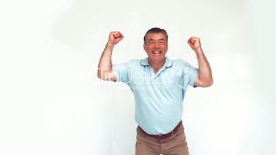 Happy man showing his euphoria