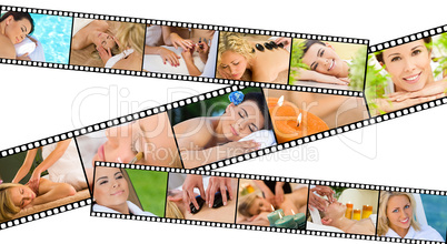 Women at Health Spa Relaxing Film Strip Concept