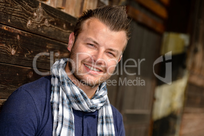 Happy man looking at camera posing fashion