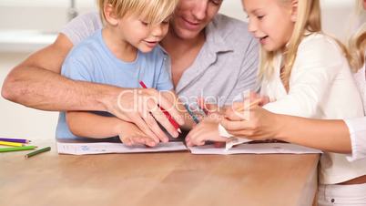 Family drawing together