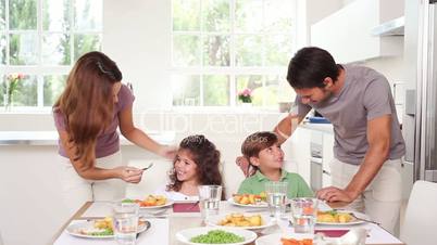 Parents talking with their child