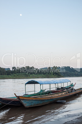 Wooden long tail boats