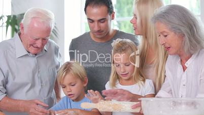 Happy children having fun baking