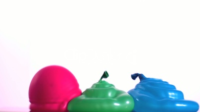 Three bouncing water balloons