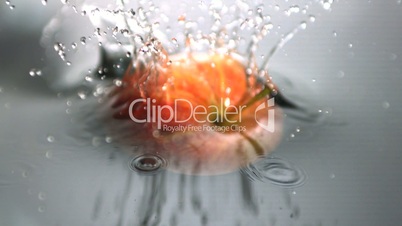 Apple falling in water