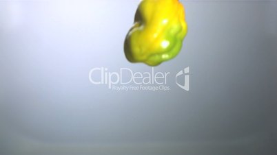 Habanero chili falling in water