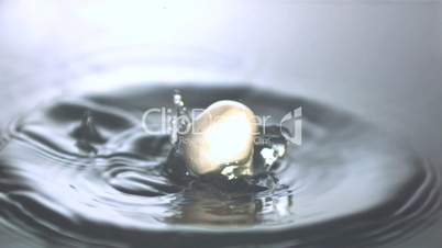 Mushroom dropping in water and floating