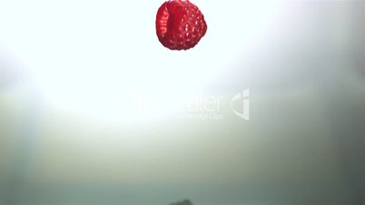 Raspberry falling in water