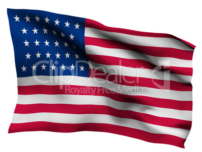 USA flag background, isolated on white