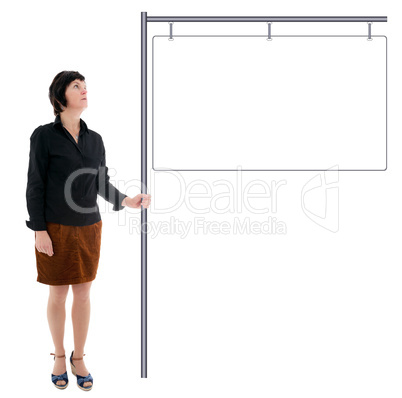 Woman holding billboard