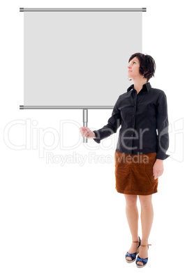 Woman holding billboard