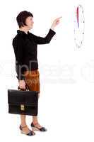 Businesswoman pointing at the clock