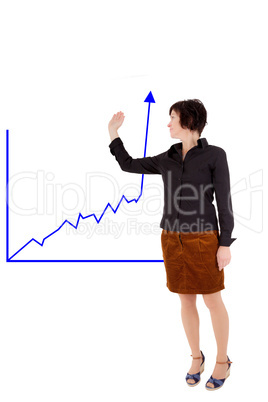 Business woman pointing at chart