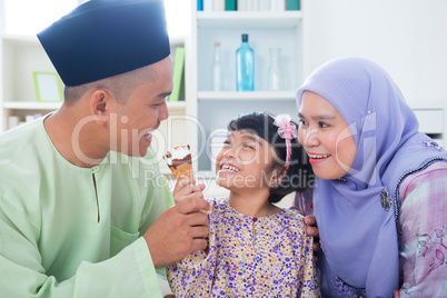 Asian family eat ice cream