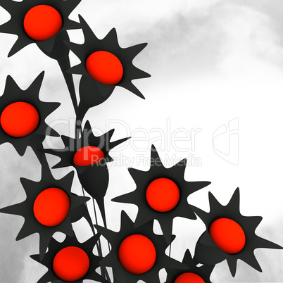 abstract flowers in red