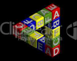 Penrose triangle with toy cubes