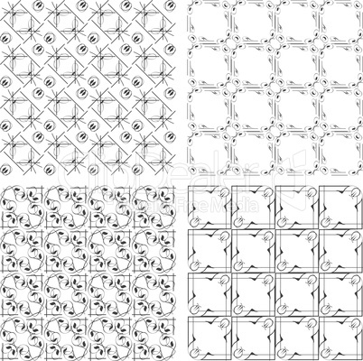 Set of monochrome geometric seamless patterns. background collection