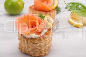 Vol-au-vent with salmon