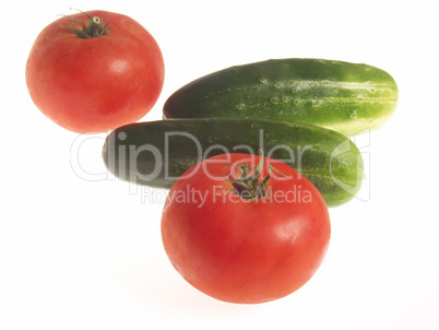 Tomatoes and cucumbers