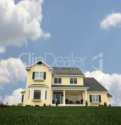 Country home and clear blue sky