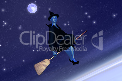 Witch on her broomstick