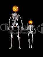 Skeletons with jack-o'-lantern head