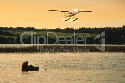 Fisherman and float plane