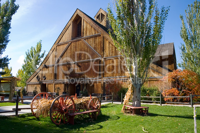 Old Hay Wagon and Barn