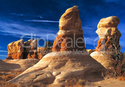 Sandstone Hoodoos in Utah Desert