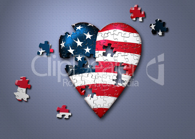 USA Puzzle Heart