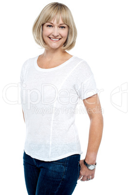 Woman in trendy outfit posing in style