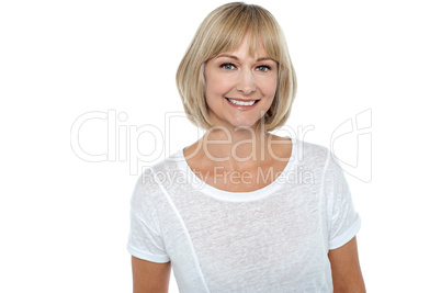 Casual portrait of smiling middle aged woman