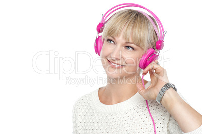 Gorgeous woman listening to music