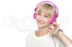 Gorgeous woman listening to music