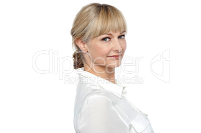 Modern corporate woman striking a stylish pose