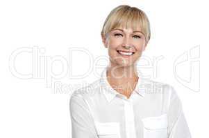 Cheerful confident business executive posing