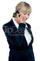Corporate lady engaged in a business call
