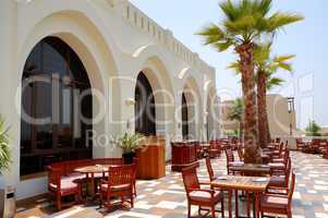 The terrace of restaurant  at luxury hotel, Ras Al Khaimah, UAE